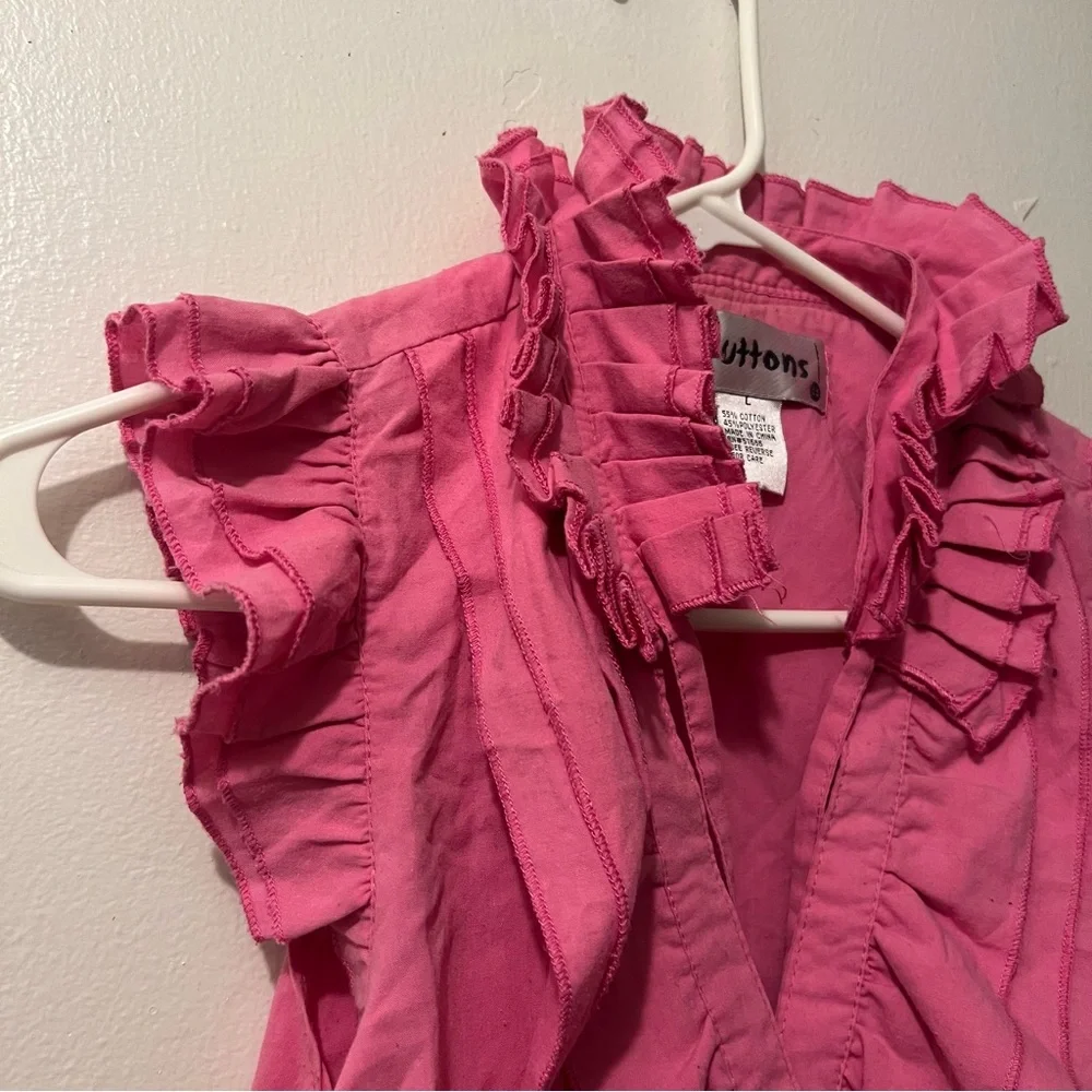 Buttons Pink Ruffled Top - Picture 5 of 9